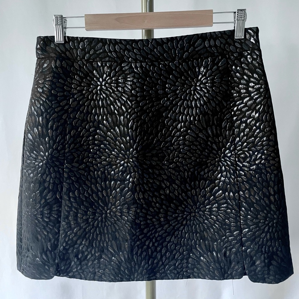 LOFT Black Floral Textured Mini Skirt